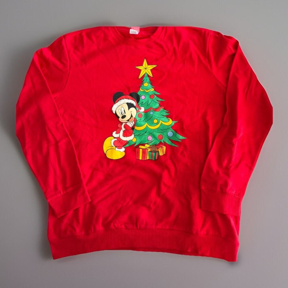 Disney Mickey Mouse Christmas Sweatshirt 2XL (50-52) Red Cotton Poly NWOT